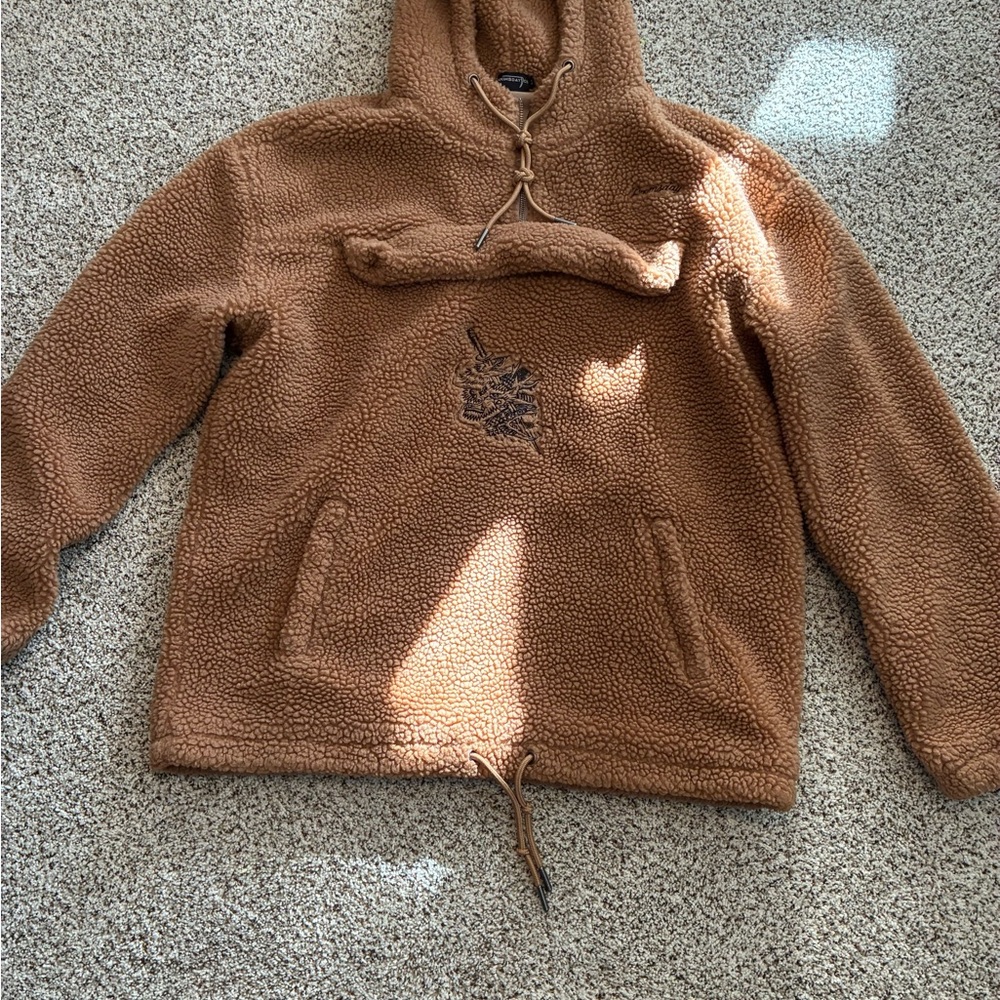 Cozy Brown Sherpa Pullover Hoodie
